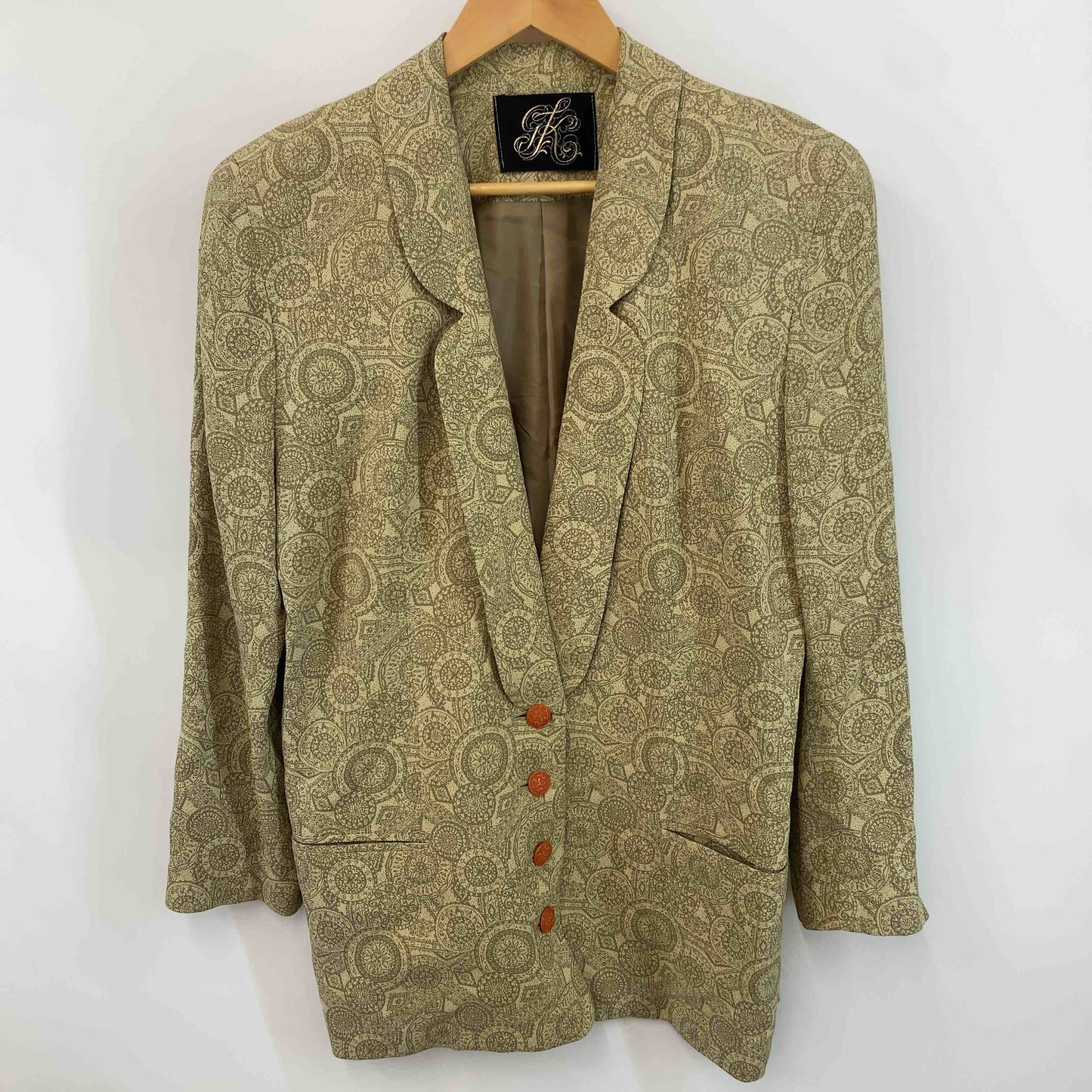 伊太利屋  レディース テーラードジャケット 総柄 イエロー系