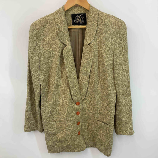 伊太利屋  レディース テーラードジャケット 総柄 イエロー系