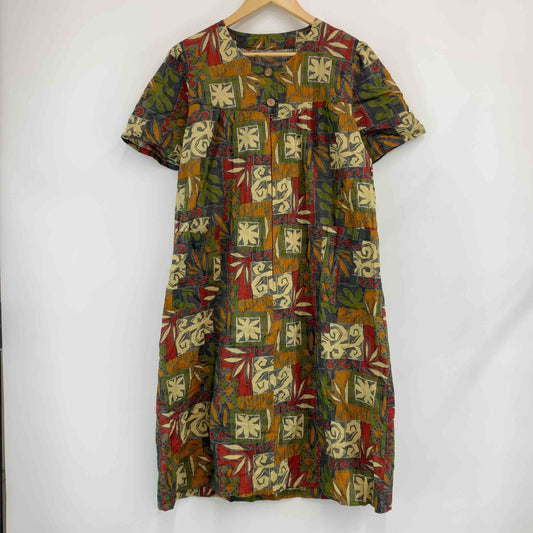 レディース 半袖　ロングワンピース　総柄　ポケット　ジップアップ