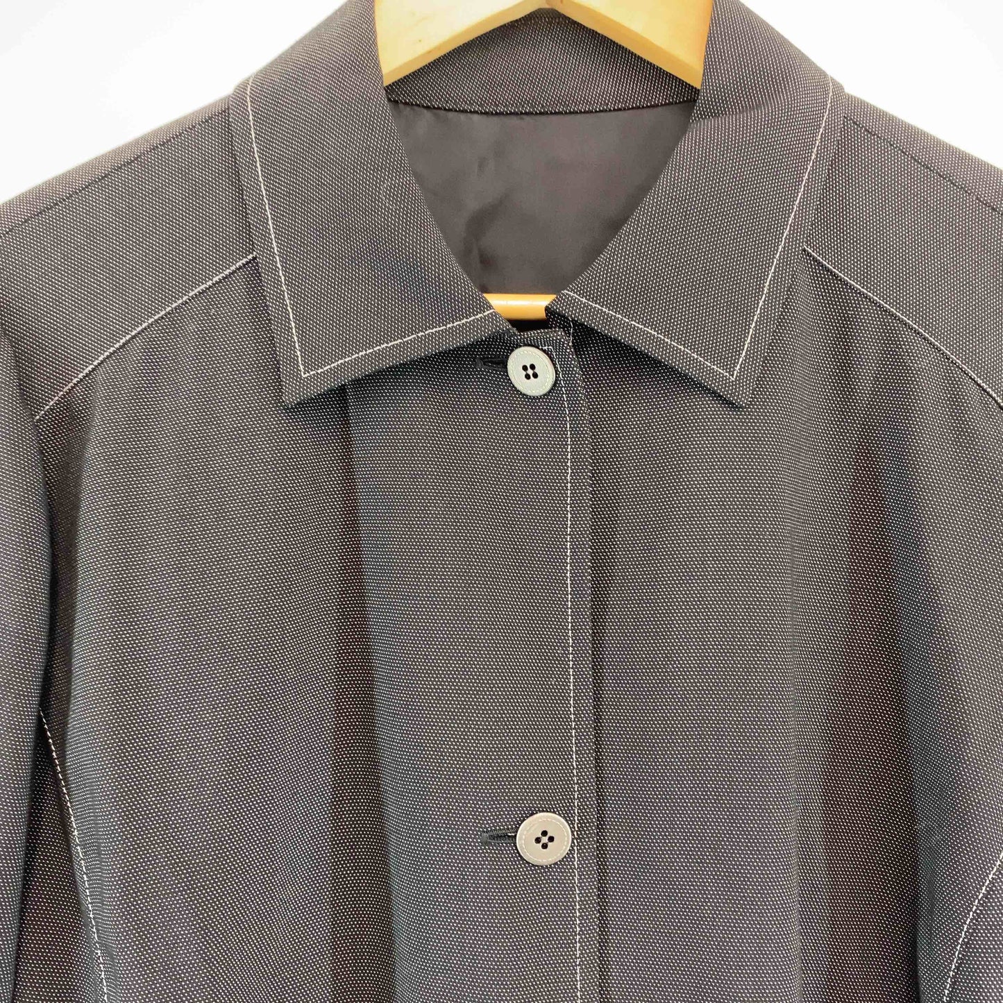 Leilian レリアン レディース カラーシャツ ブラック ウール混 羽織り 長袖シャツ ブラウス