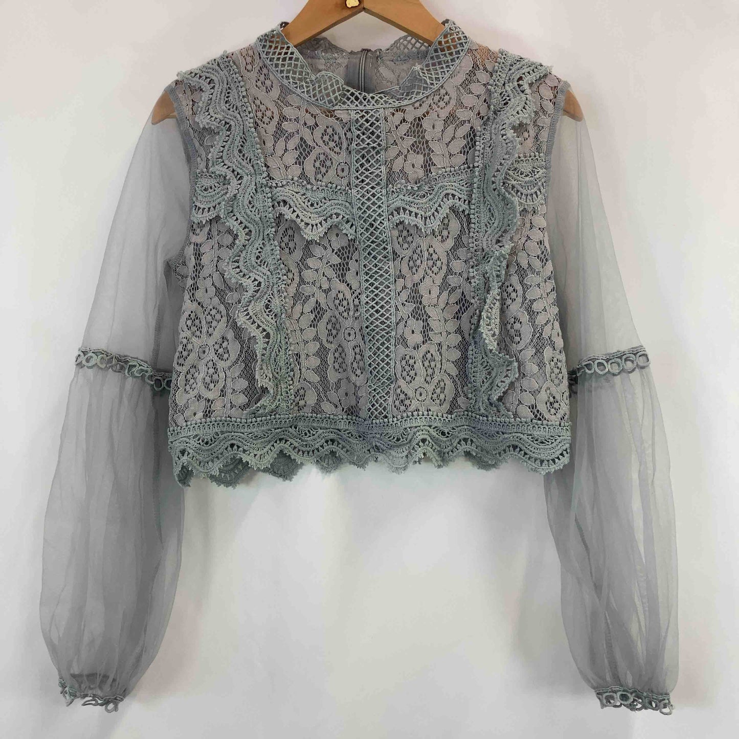 fifth フィフス レディース 長袖シャツ/ブラウス グレイ レース柄 tk