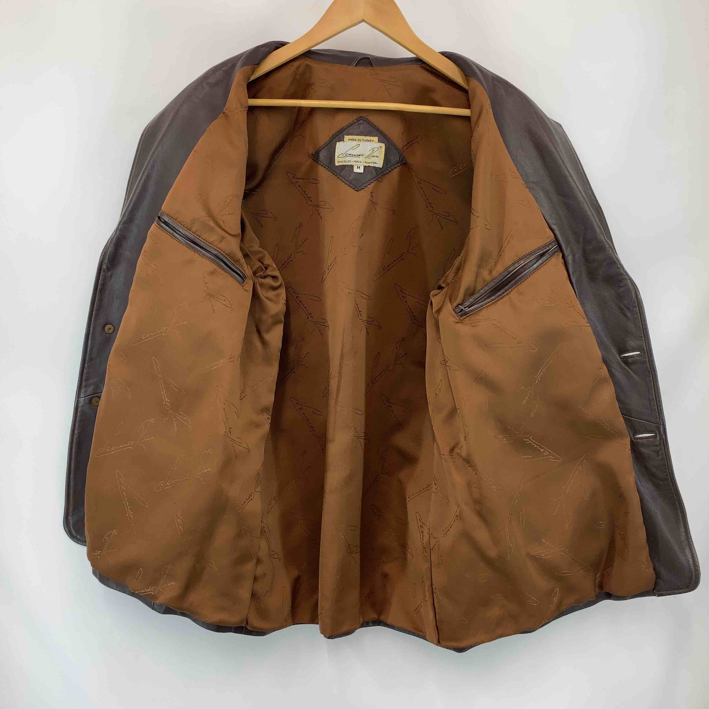 メンズ レザージャケット　テーラード　トルコ製　くるみボタン　ブラウン系