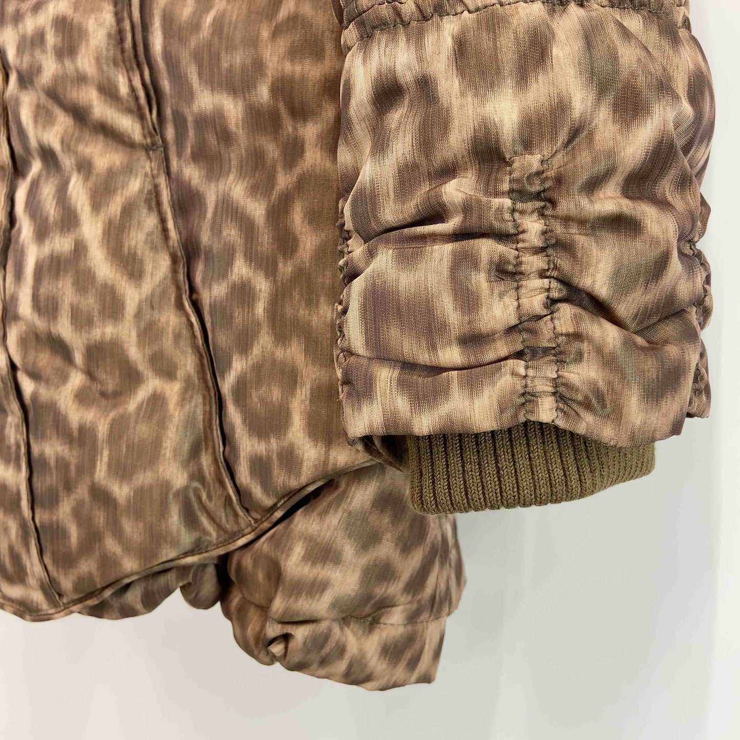 伊太利屋 イタリヤ レディース ダウンジャケット レオパード柄 ショールカラー ファー ベージュ