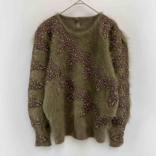 レディース ニット/セーター モヘア調 ビーズ装飾 ブラウン系