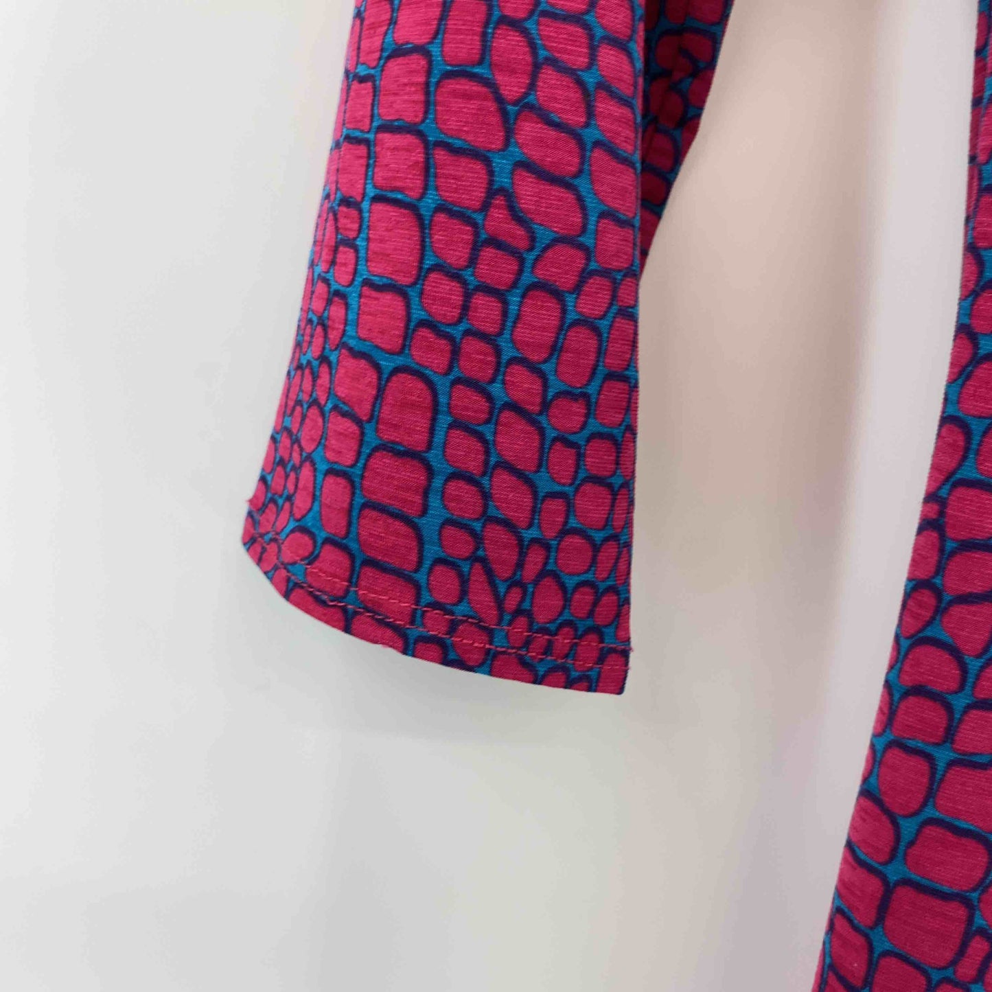 レディース 長袖ワンピース カシュクール ひざ丈 ピンク/ブルー