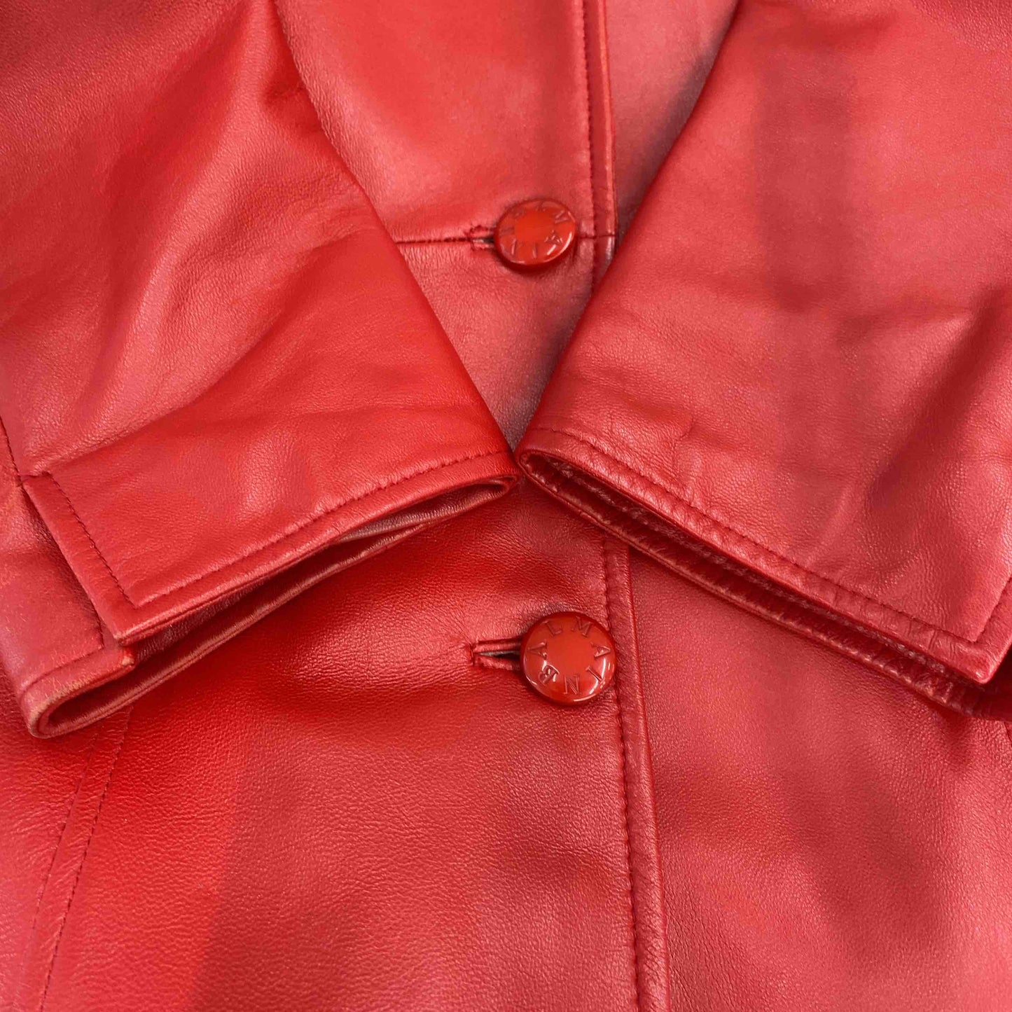 BALMAIN バルマン　赤　レッド　襟付き　 レザージャケット