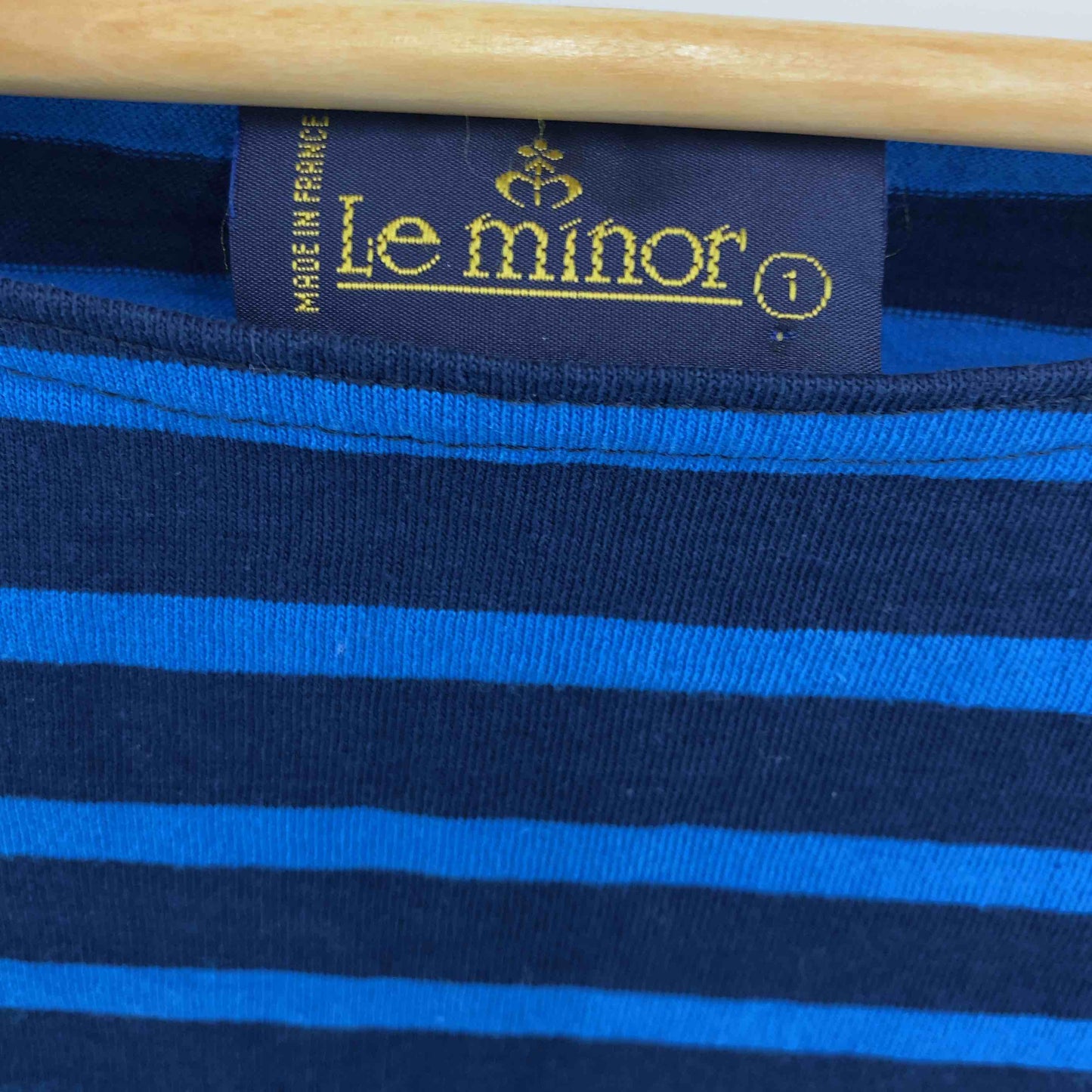 Le minor ルミノア レディース  Tシャツ　カットソー　七部袖　ボーダー　フランス製　青