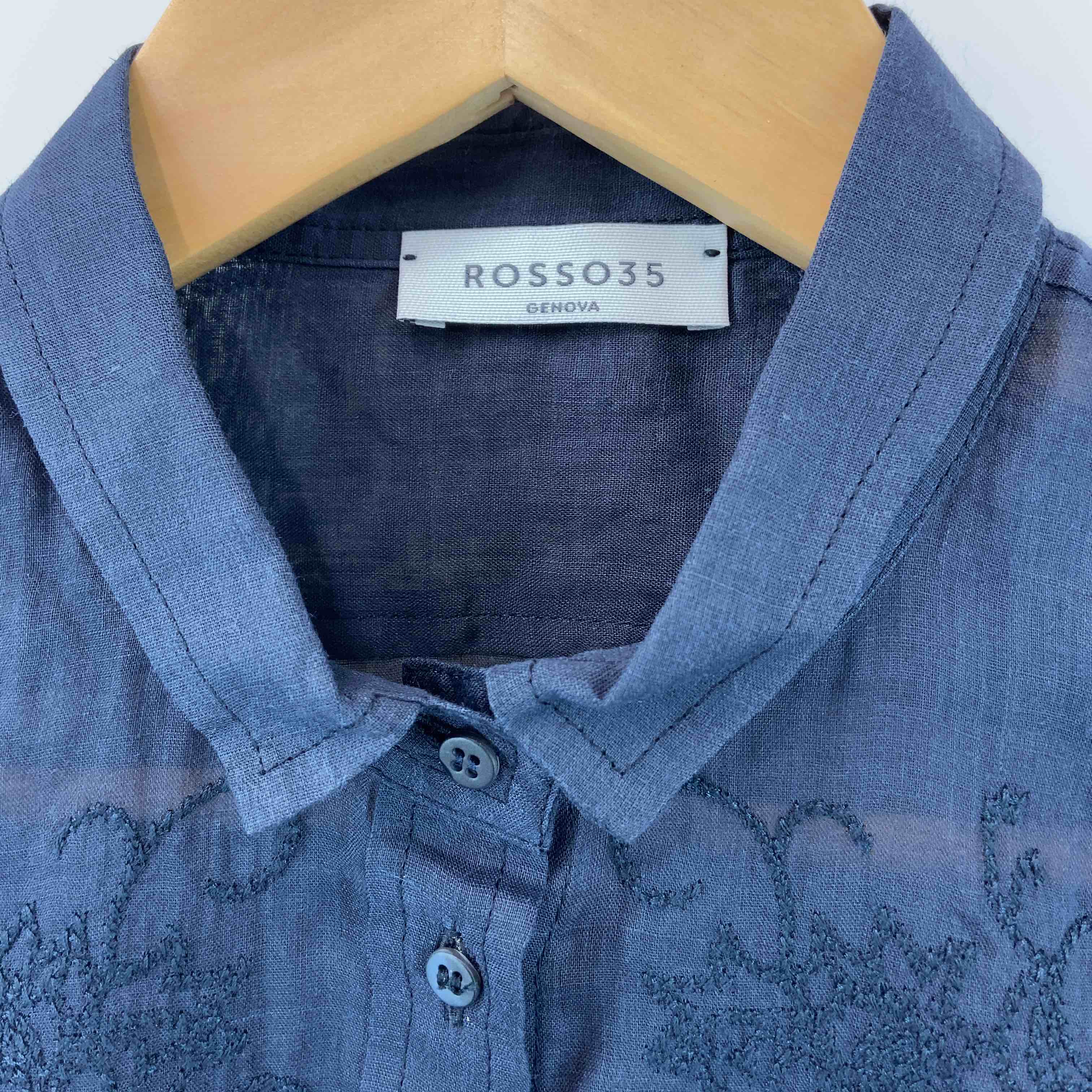 ROSSO35 レディース リネン シースルー シャツ/ブラウス(七部/長袖
