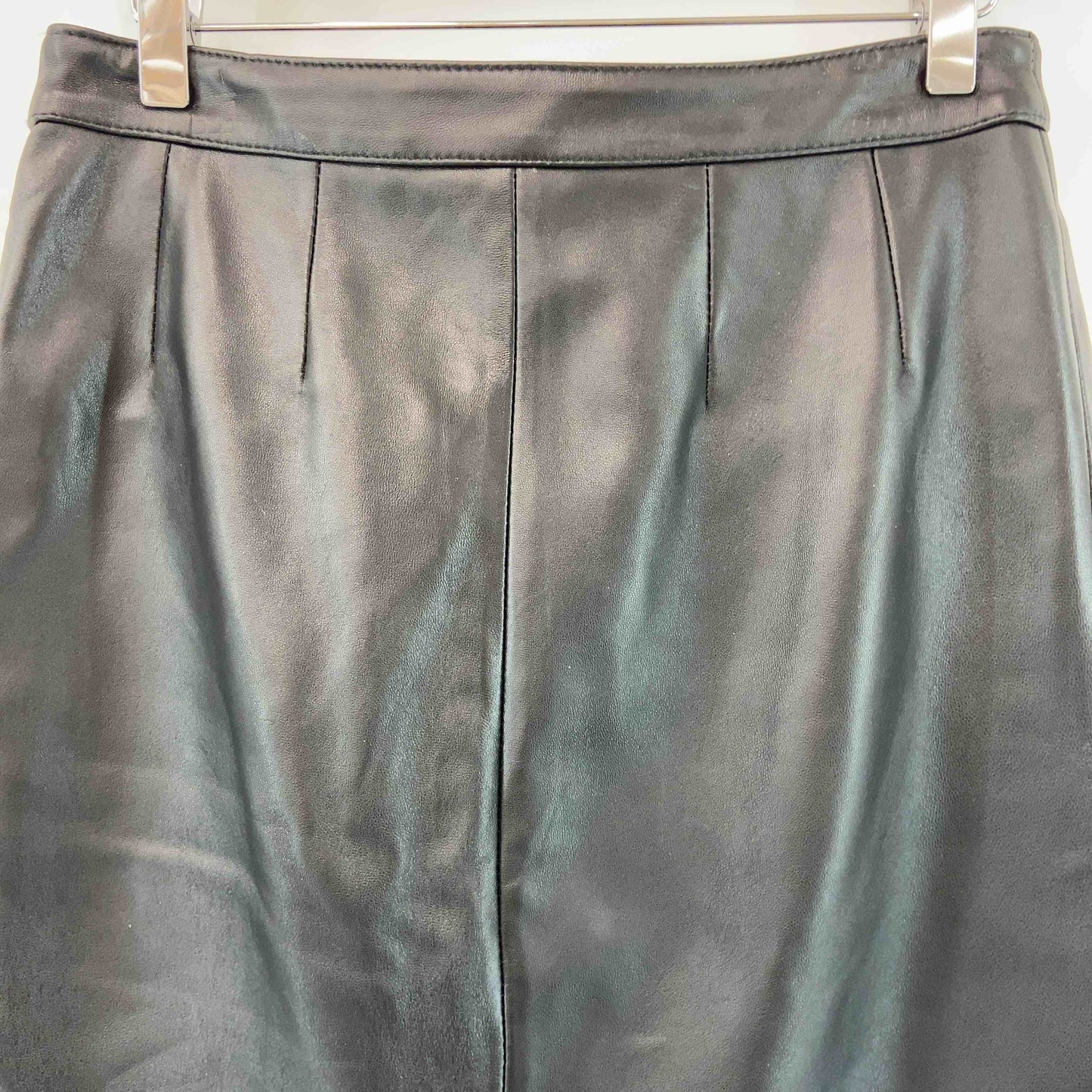 レディース タイトスカート シープスキン ブラック ひざ丈 フルジップ