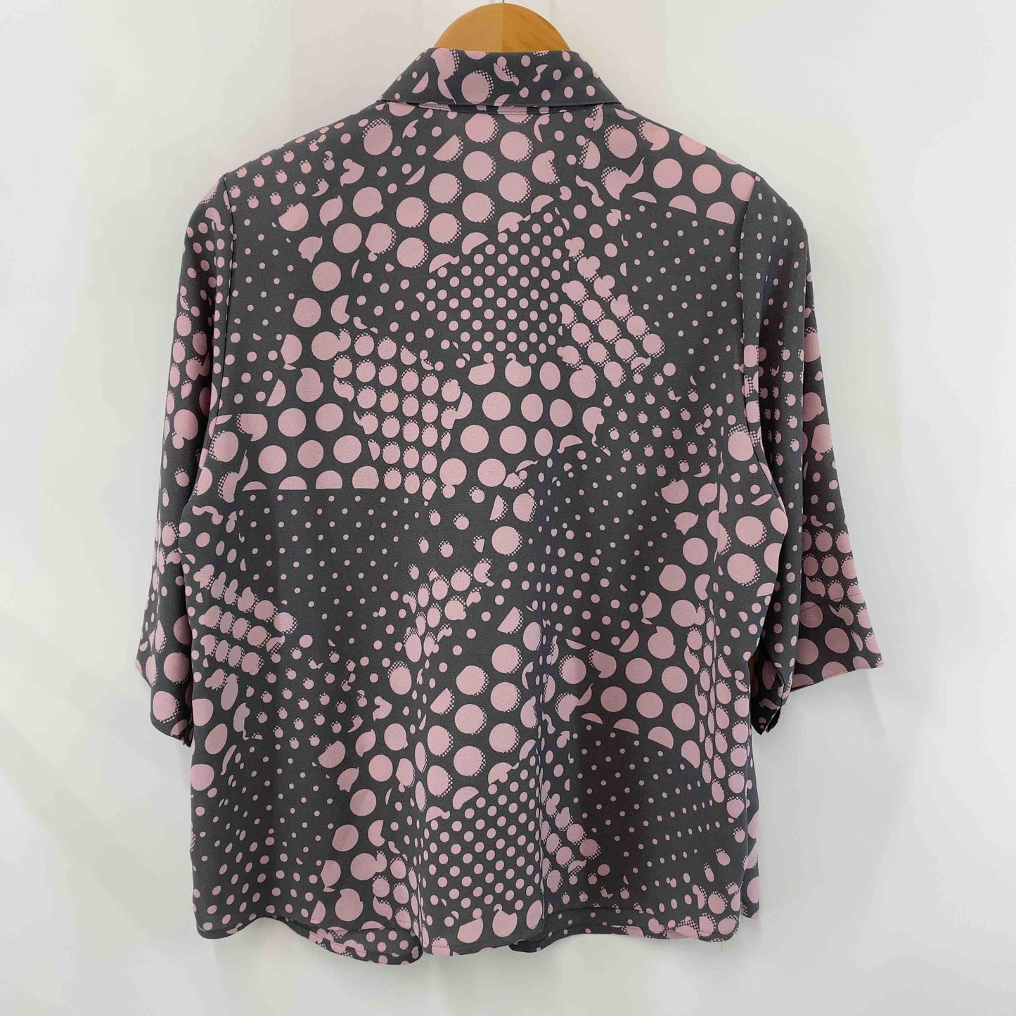 レディース  ブラウス七部 グレー ローズ キカ柄