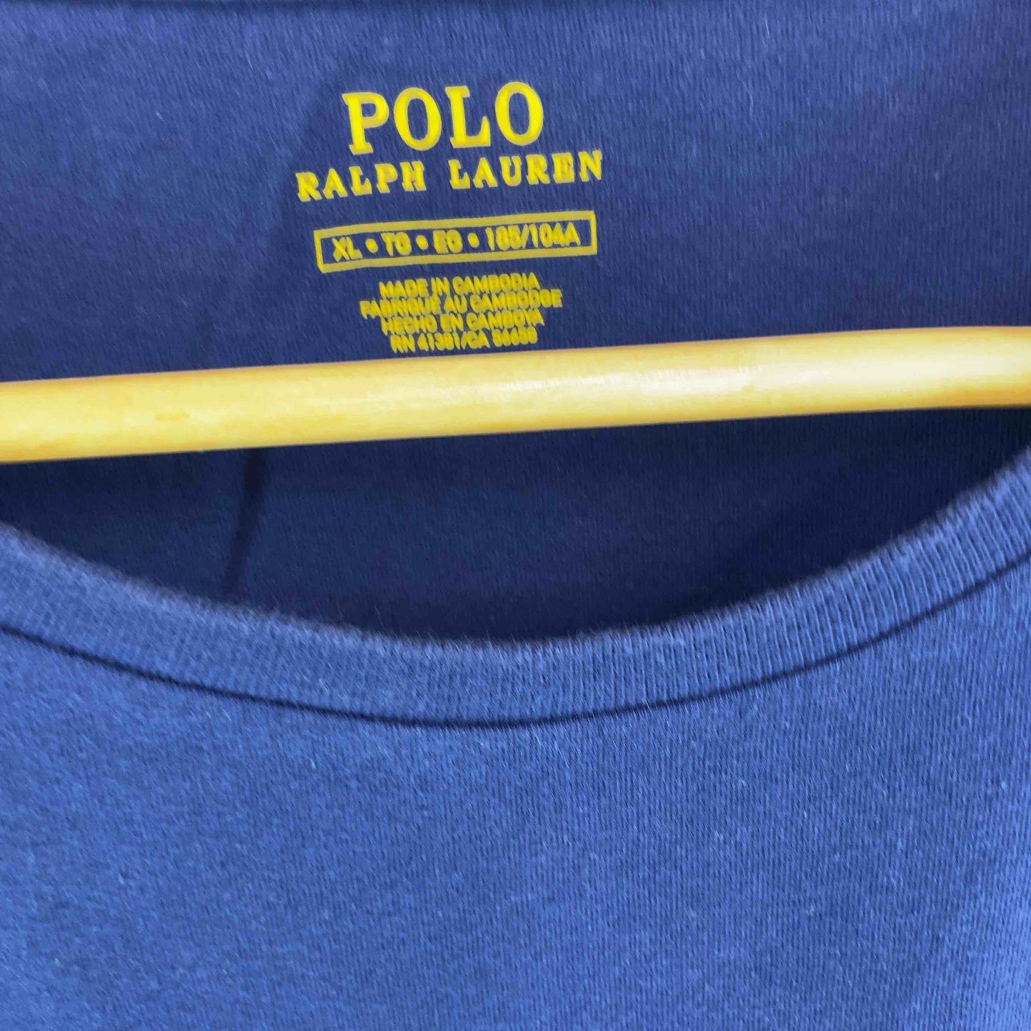 POLO メンズ ポロラルフローレン Tシャツ　半袖　ラウンドネック　青　ロゴ刺繍