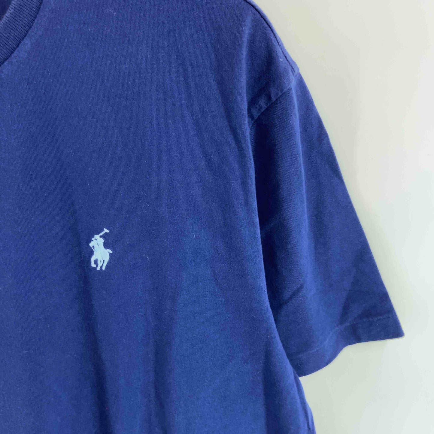 POLO メンズ ポロラルフローレン Tシャツ　半袖　ラウンドネック　青　ロゴ刺繍