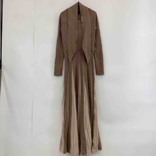 rienda リエンダ レディース ワンピースロング モカ ラウンドネック