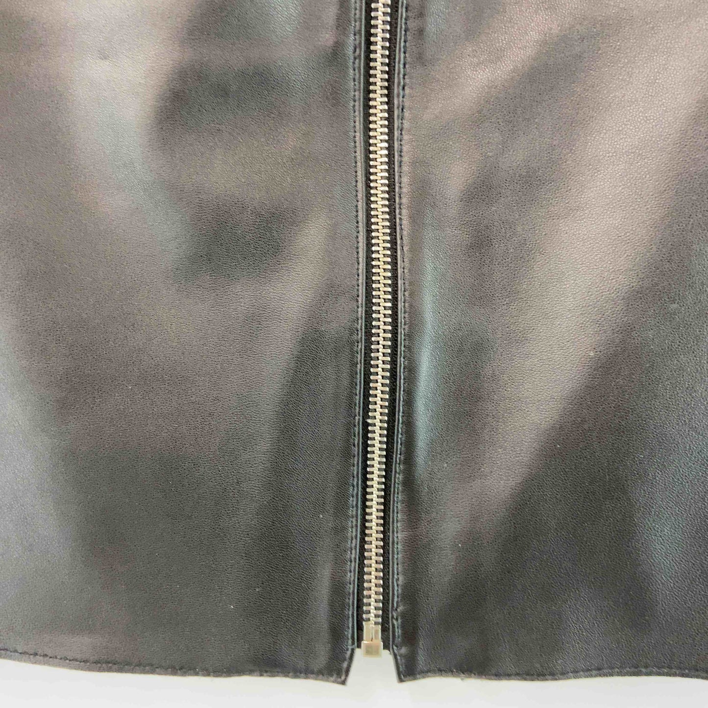 レディース タイトスカート シープスキン ブラック ひざ丈 フルジップ