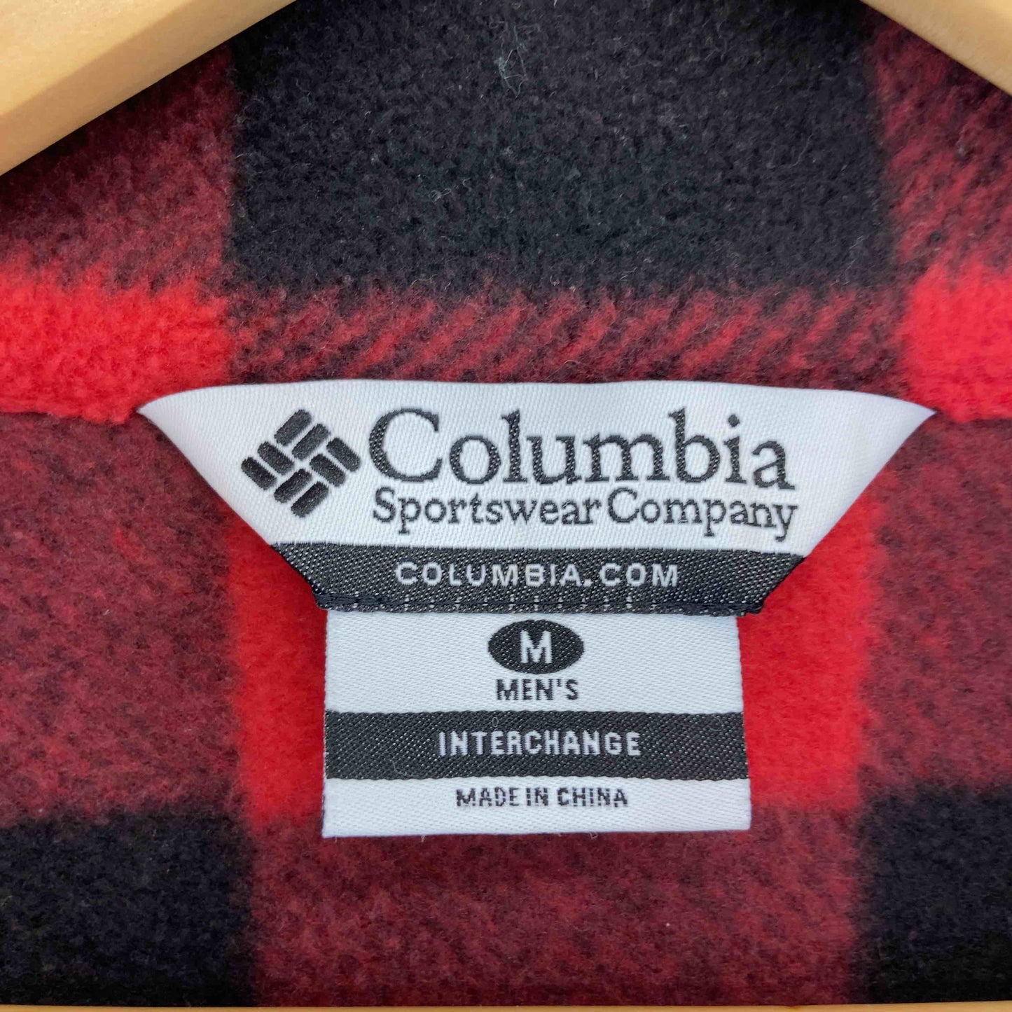Columbia コロンビア メンズ フリースアウター　チェック　赤　ロゴ刺繍
