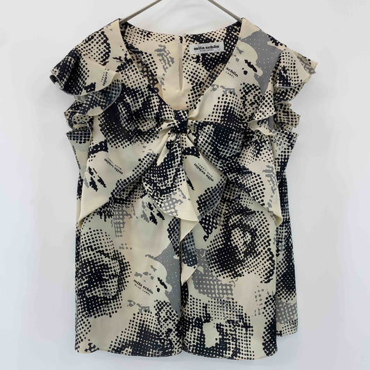 mila schon ミラショーン レディース 袖なし　シャツ　ブラウス　総柄　べージュ