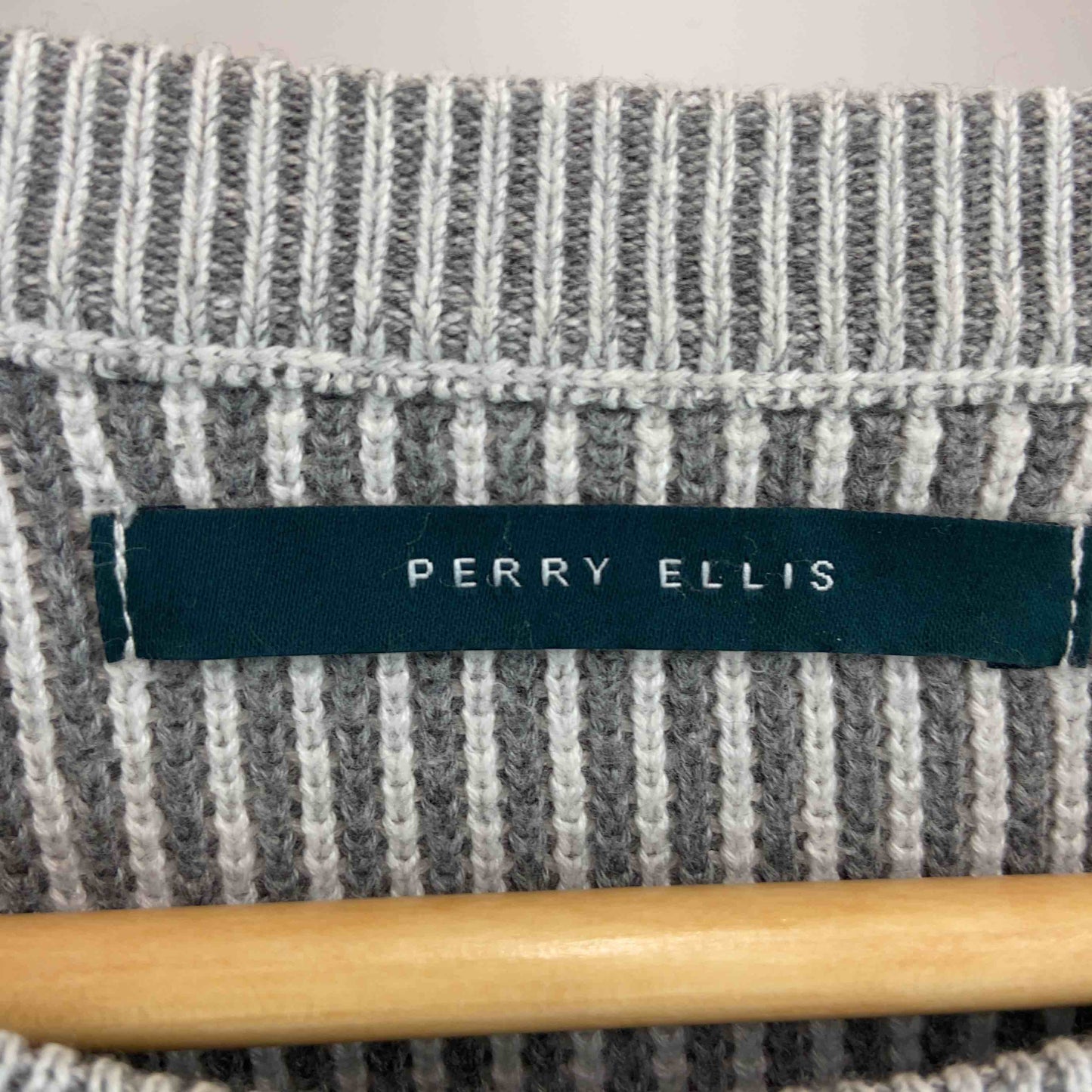 PERRY ELLIS ペリーエリス レディース ニット セーター 畦 グレー L