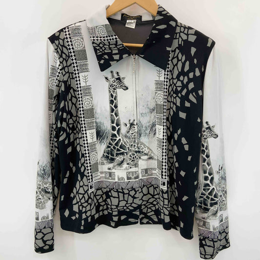 レディース ブルゾン ジャンパー ジップアップ　アニマル柄　L