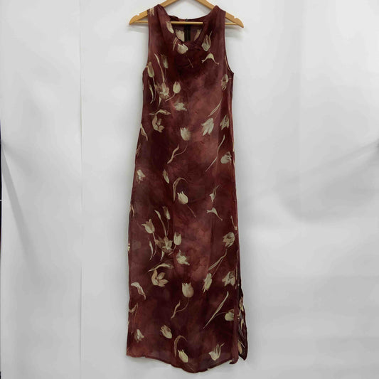 レディース ワンピース ロング チョコレートブラウン フラワープリント