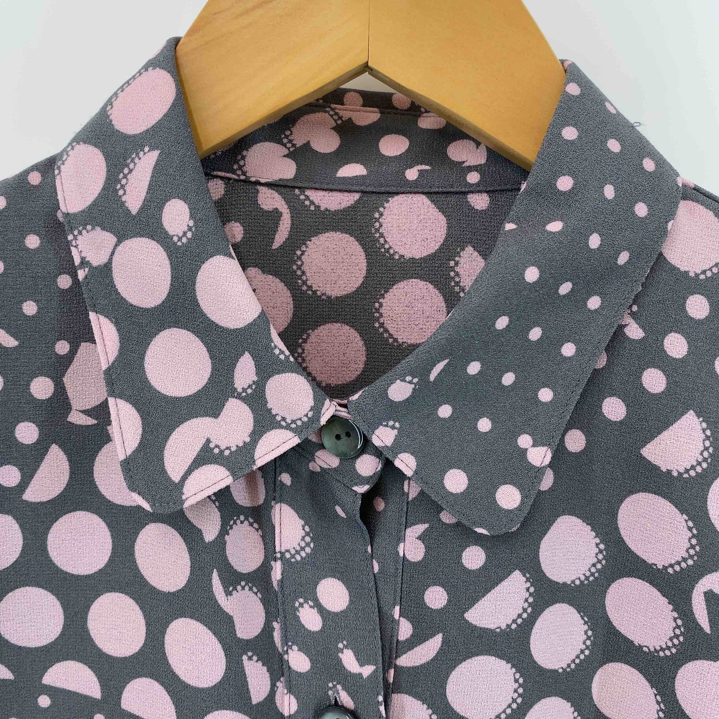 レディース  ブラウス七部 グレー ローズ キカ柄