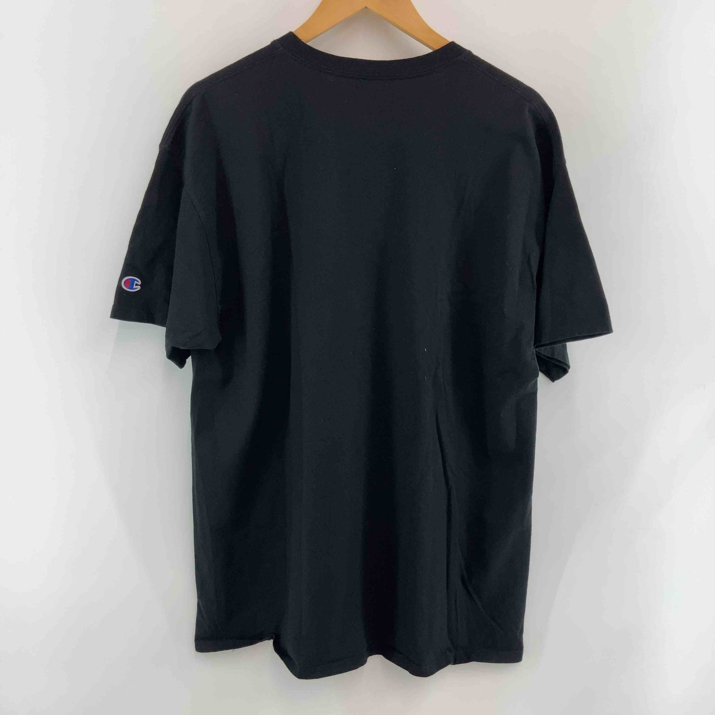 Champion ブラック プリントロゴ メンズ チャンピオン Tシャツ(半袖/袖無し)