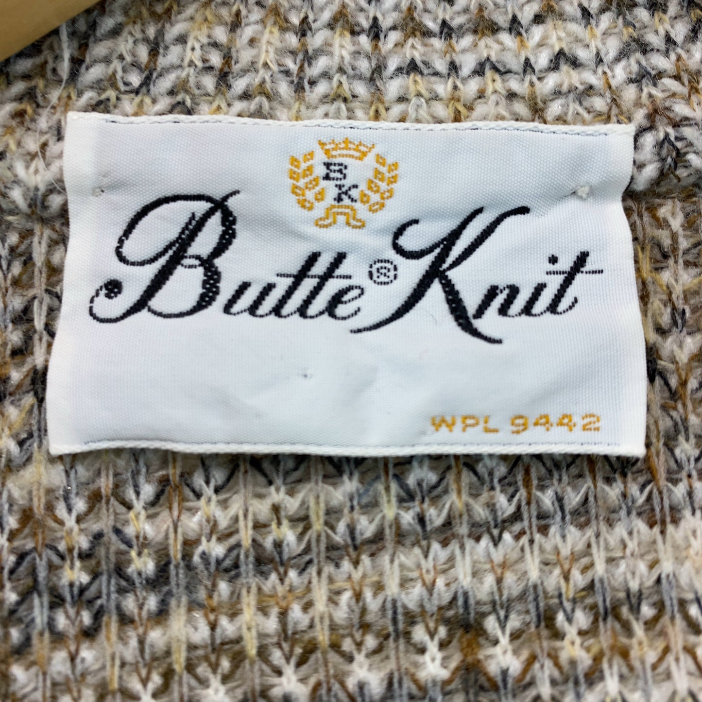 Butte Knit 茶×グレー×きなり　ミックス色　着丈長め　テーラードジャケット　カーディガン　裏地無し