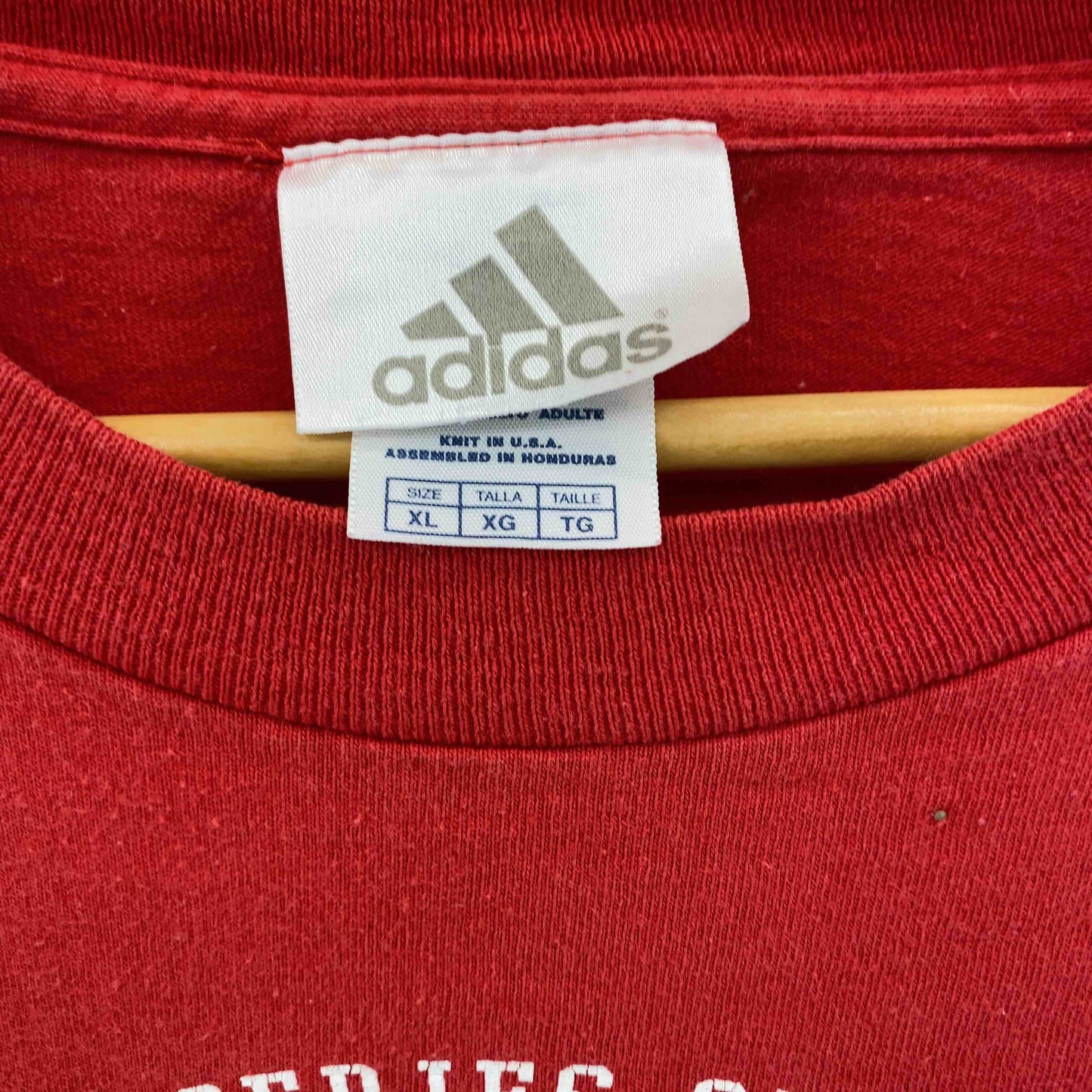 adidas メンズ アディダス プリントTシャツ　長袖　ロンT　赤