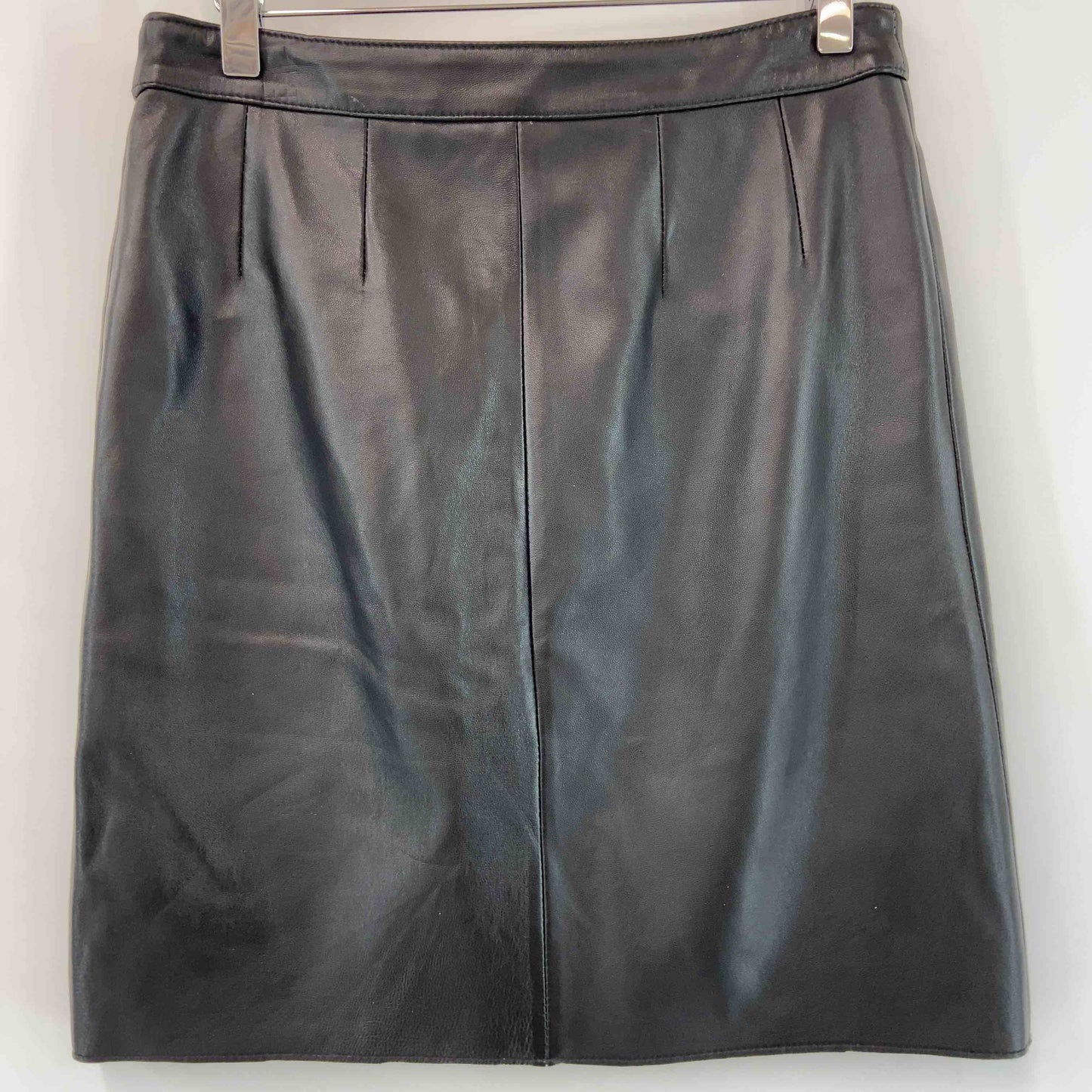 レディース タイトスカート シープスキン ブラック ひざ丈 フルジップ