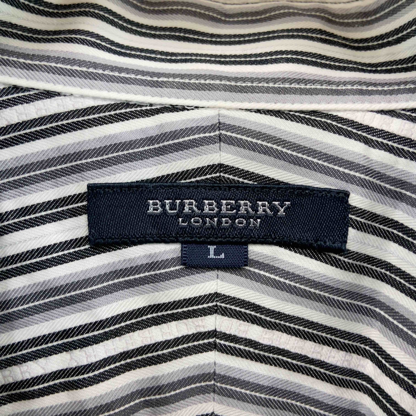 BURBERRY LONDON  ストライプ　白×黒×グレー　三陽商会長袖 シャツ　サイズ3