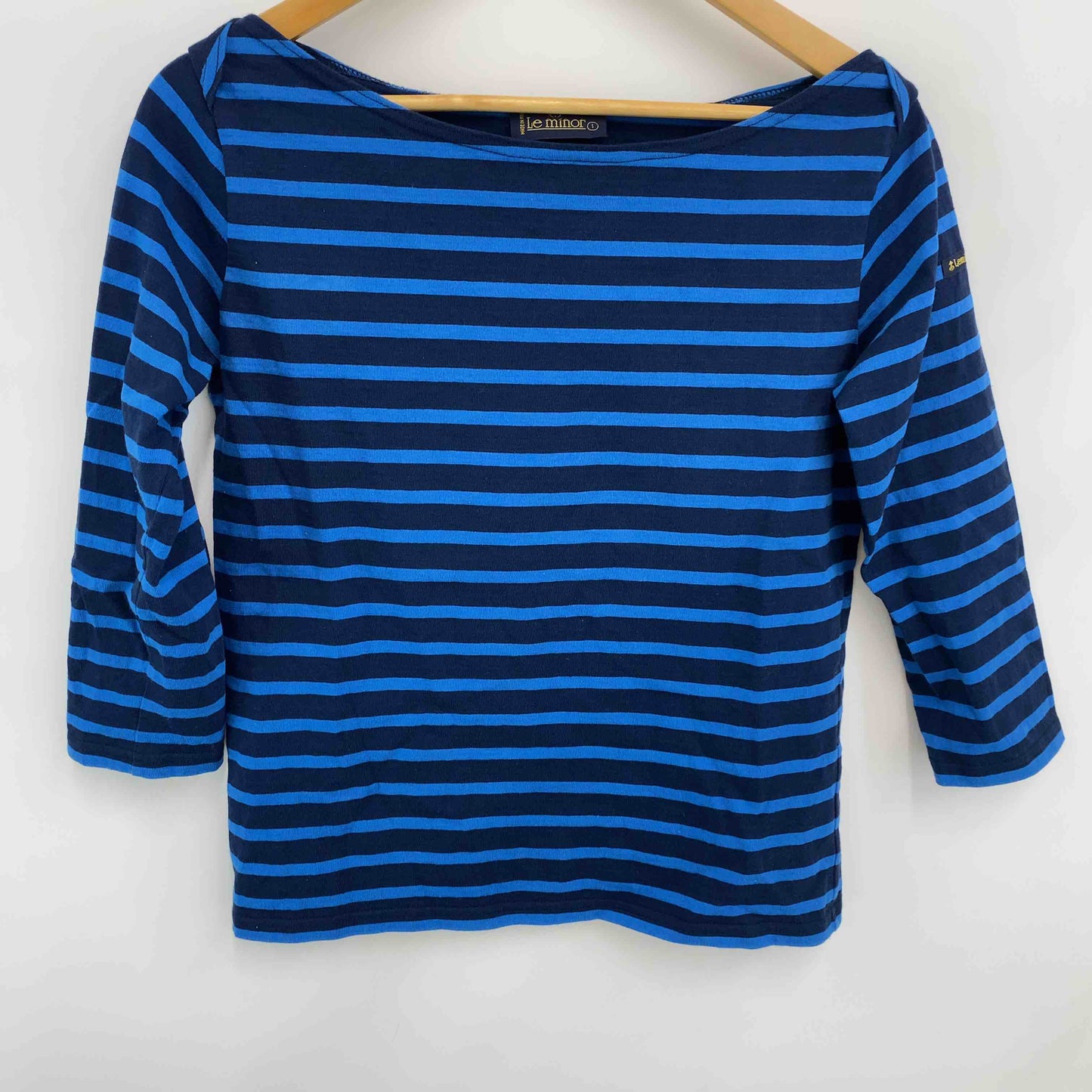Le minor ルミノア レディース  Tシャツ　カットソー　七部袖　ボーダー　フランス製　青