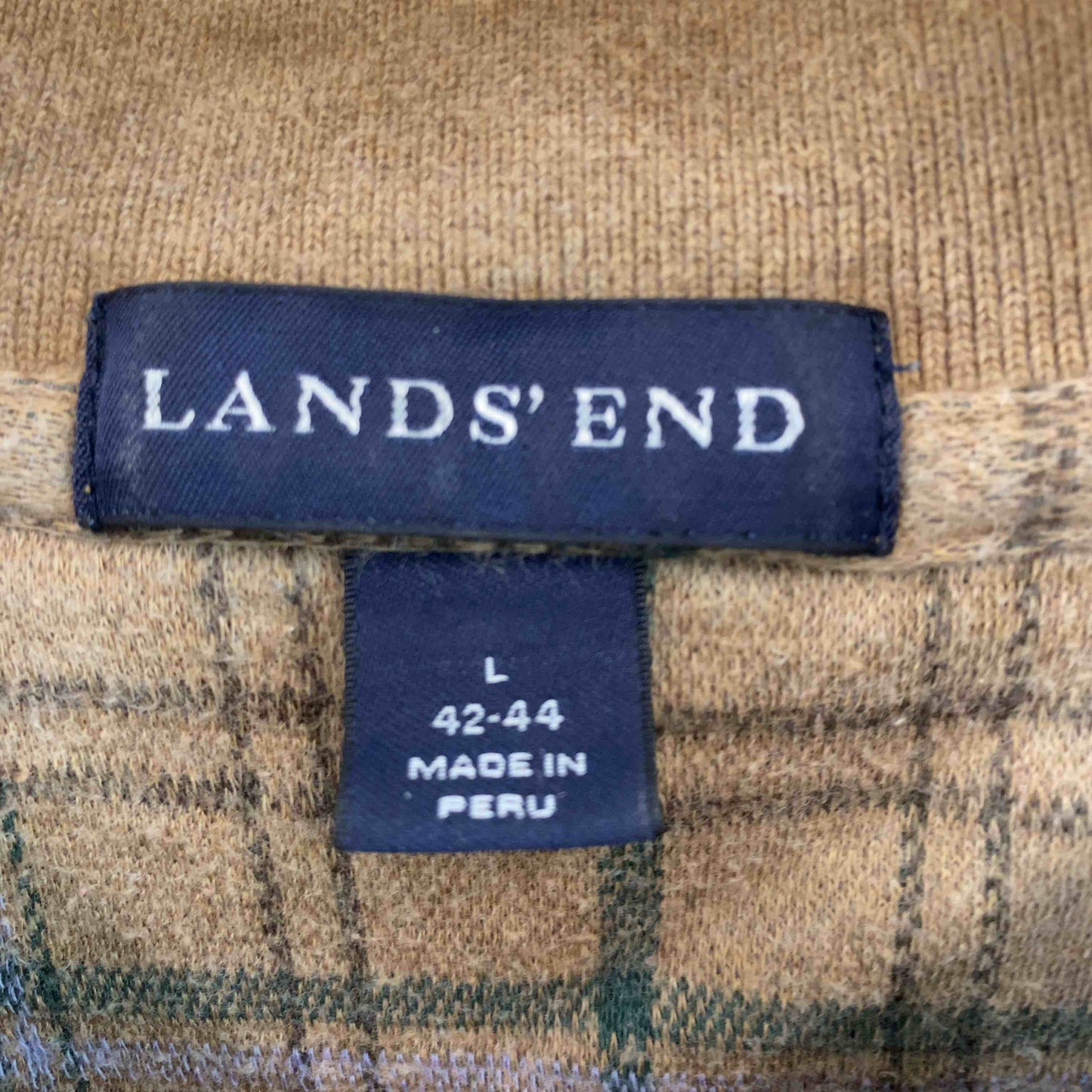 LANDS' END メンズ ランズエンド 長袖 ポロシャツ チェック