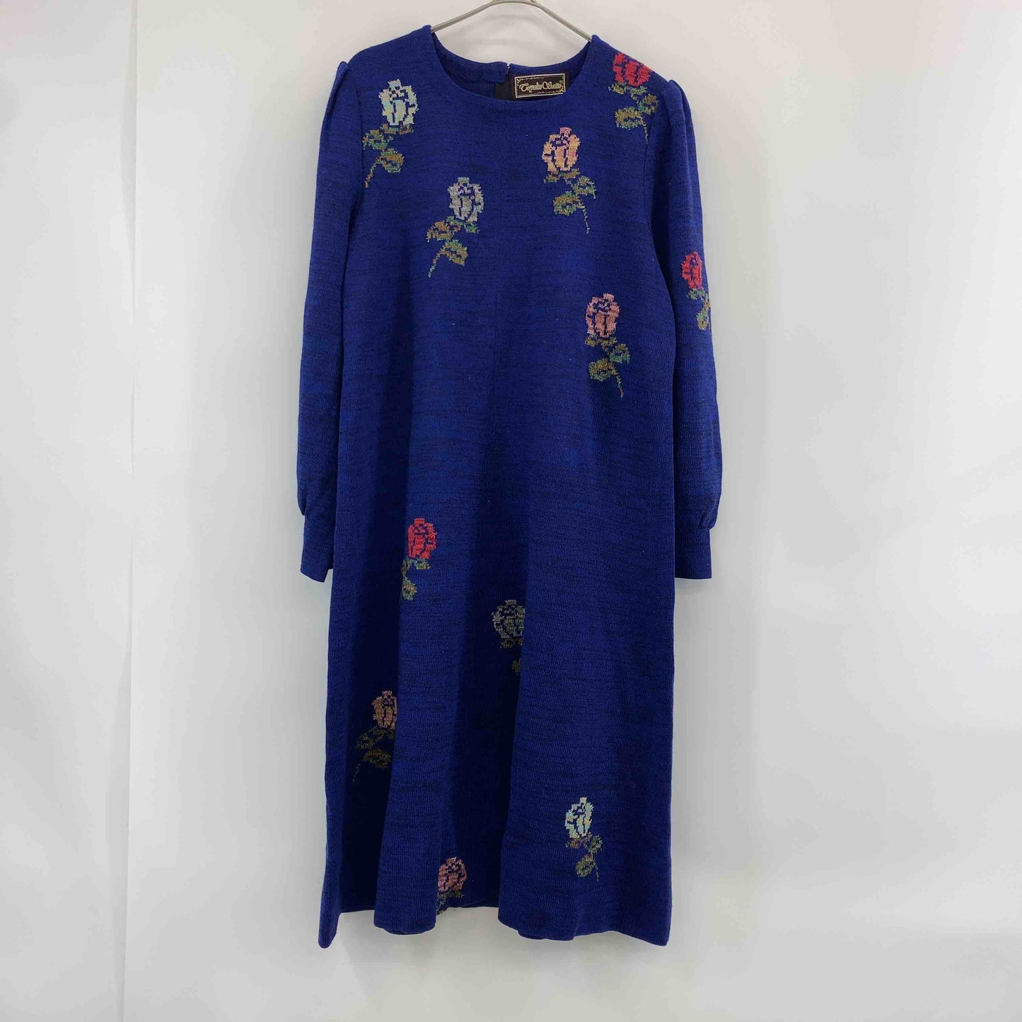 斎藤都世子 サイトウトヨコ レディース  ロングワンピース　花柄　ラメ入り　青