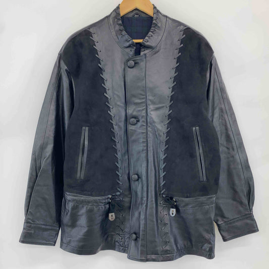 メンズ  レザー 羊革 ジャケット  ブラック スエード切り替え