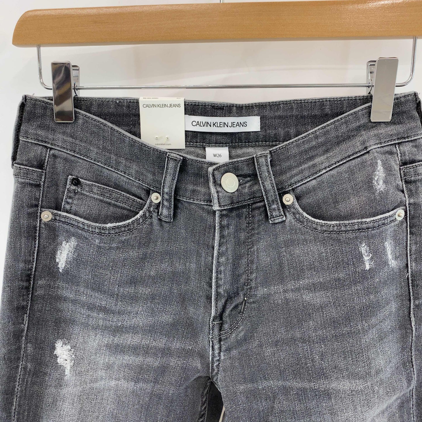 CALVIN KLEIN JEANS レディース スキニーパンツ W26 グレー J208361